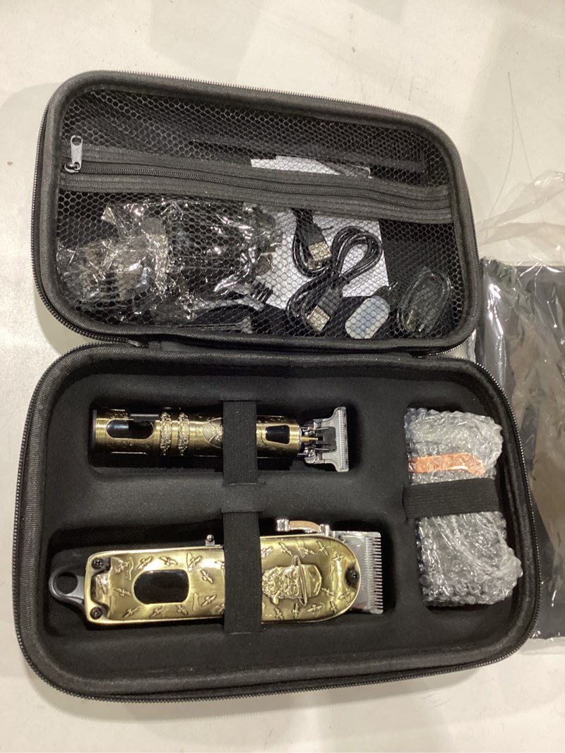 Condition photo showing As Is for used not tested hair clippers set for men, hair clipper trimmer with led display, professional cordless hair clipper shaver beard trimmer, hair cutting machine for men, holiday gift for him father's day gift bronze