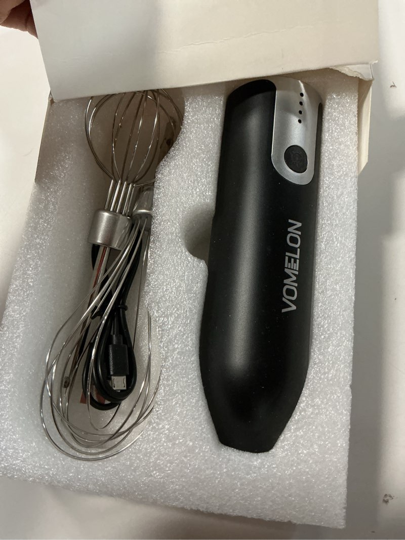Condition photo showing Good Condition for Electric Hand Mixer Whisk| Wireless Rechargeable Handheld Egg Beater with 2 Stainless Steel Mixing Heads | Portable Kitchen Aid Hand Mixer for Egg, Milkshake Cream, Cake, Baking & Cooking-Black
