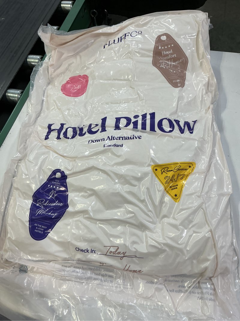 Condition photo showing New/Like New for fluffco zen fluff down standard/queen pillow with 600 fill power white duck down - side sleeper & cooling pillows - luxury hotel-quality pillows with 300 thread count - 100% cotton (queen size 1 pack) down feather queen