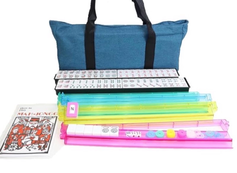 usamjtable 166 tiles american mahjong set soft bag 4 all in one color pushers racks combo easy carry (teal)