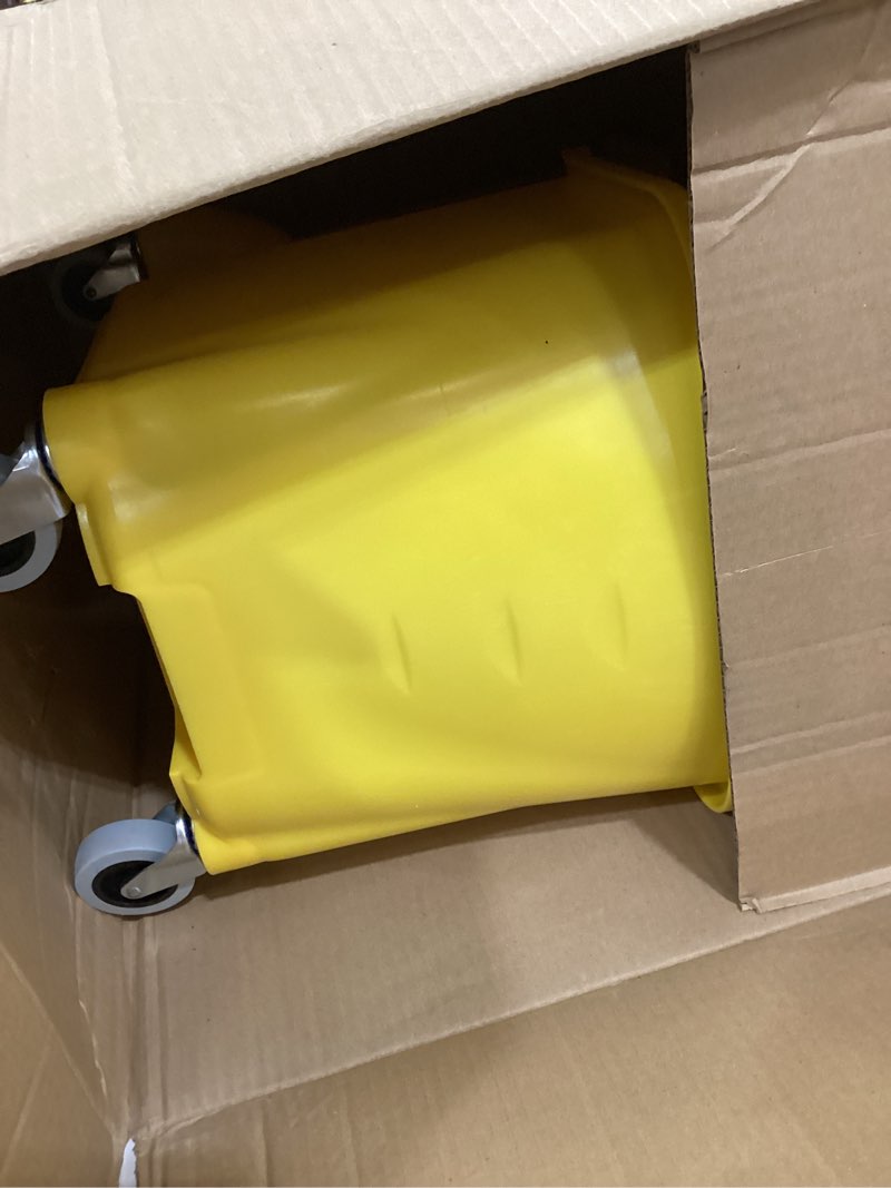 Condition photo showing Good Condition for rubbermaid commercial products 31 qt tandem mop bucket and wringer combo on wheels, yellow, for floor cleaning/wet mopping