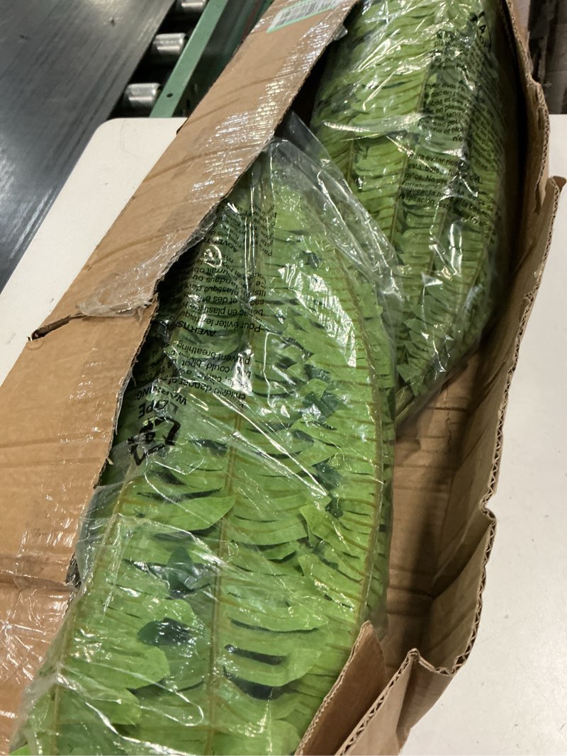 Condition photo showing New/Like New for artificial boston fern bush- set of 2 large artificial ferns for outdoors, 45inch large faux ferns, suitable for office & living room decor, 55branches for each bouquet 45"- 55 leaves