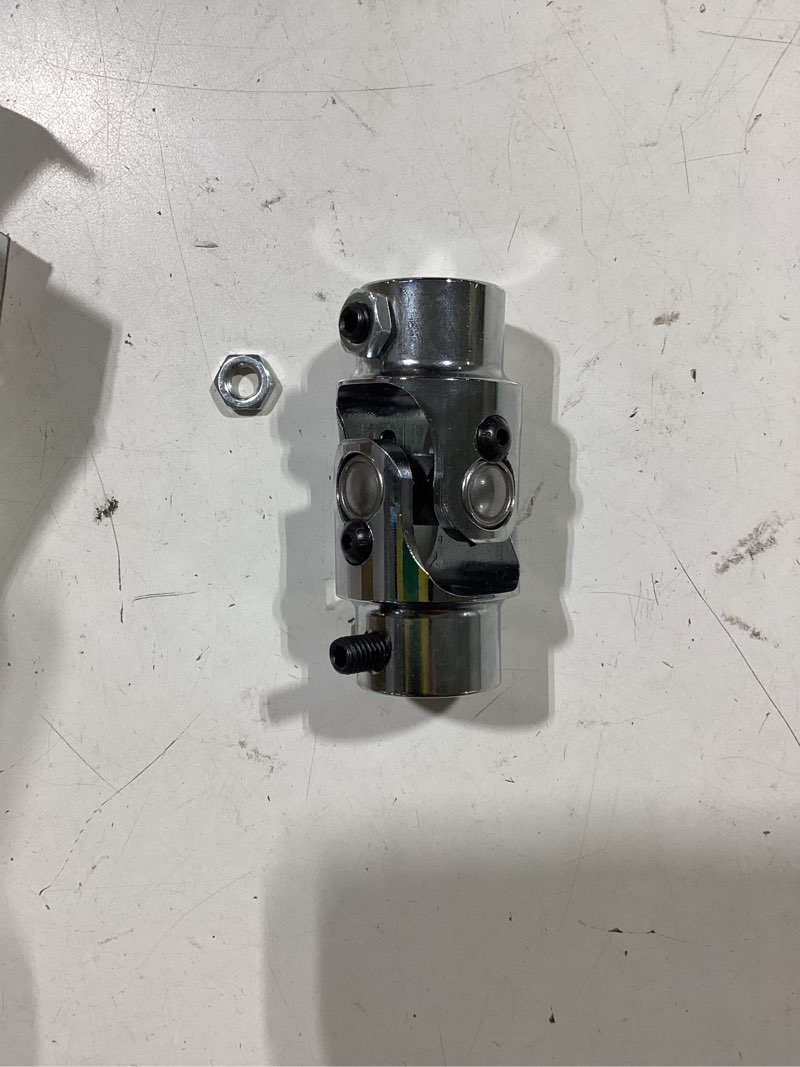 Condition photo showing Good Condition for 3/4 dd x 3/4 dd steering shaft universal u joint coupling, powder coated universal steering shaft coupler chrome steel, 3/4" dd to 3/4" dd single steering shaft joint