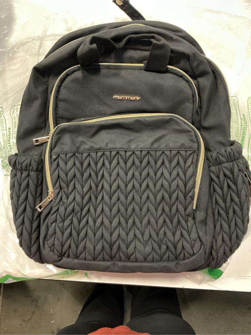 Condition photo showing Good Condition for mommore diaper bag backpack, stylish travel baby bag with insulated pockets, changing pad and stroller straps for toddler (l-black, large-27l) black large