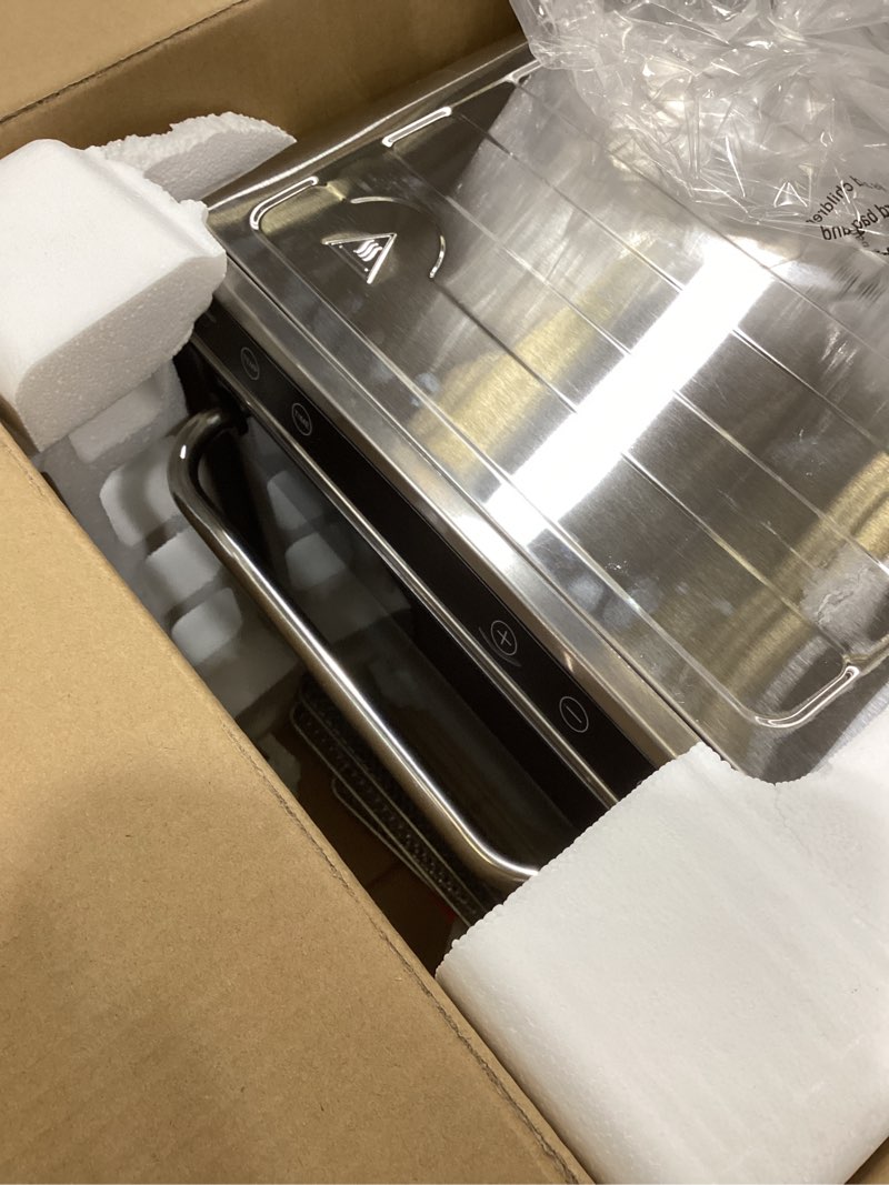 Condition photo showing As Is for Gourmia 8-Tray Food Dehydrator – Digital Stainless Steel Food Dryer for Jerky, Fruits & Herbs, 95F–185F Temp Control, 30min–48H Timer, Silent Brushless Motor, Even Drying, Includes Recipe Book 8 Tray