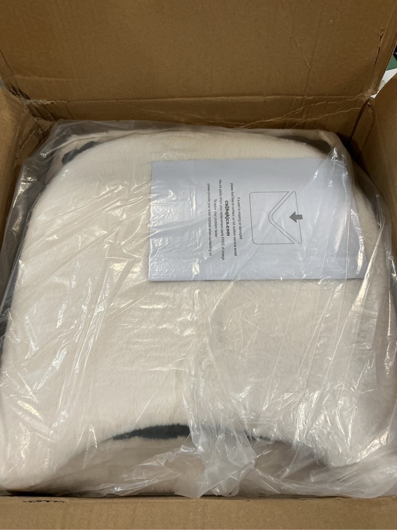 Condition photo showing New/Like New for GREENSTELL Vanity Stool Chair with Storage and Folding Back, 15.8" x 16.5" x 33" Square Faux Fur Soft Ottoman, 4 Metal Legs with Anti-Slip Feet, Furry Padded Seat for Makeup, Bedroom, White White 15.8" x 16.5" x 33"