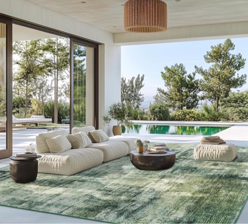  9x 12 Area Rugs for Living Room Bedroom, Large Modern Abstract Washable Green Carpet Rug, Non-Slip Non-Shedding Indoor Floor Carpet for Dining Room, Home Office Decor