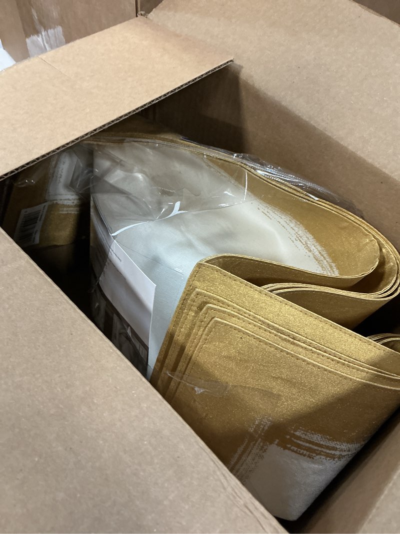 Condition photo showing Good Condition for villeroy & boch metallic brushstroke modern linen blend placemat set, 14 inches x 20 inches, set of 4, ivory and gold placemats (set of 4) ivory/gold