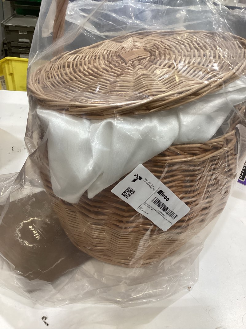 Condition photo showing Good Condition for miuco womens wicker basket bag handmade straw rattan bamboo bag with lid handbag large natural