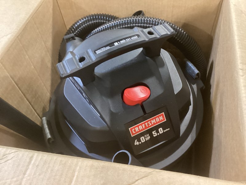 Condition photo showing Good Condition for craftsman 5-gallon 4-hp corded wet/dry shop vacuum with accessories included