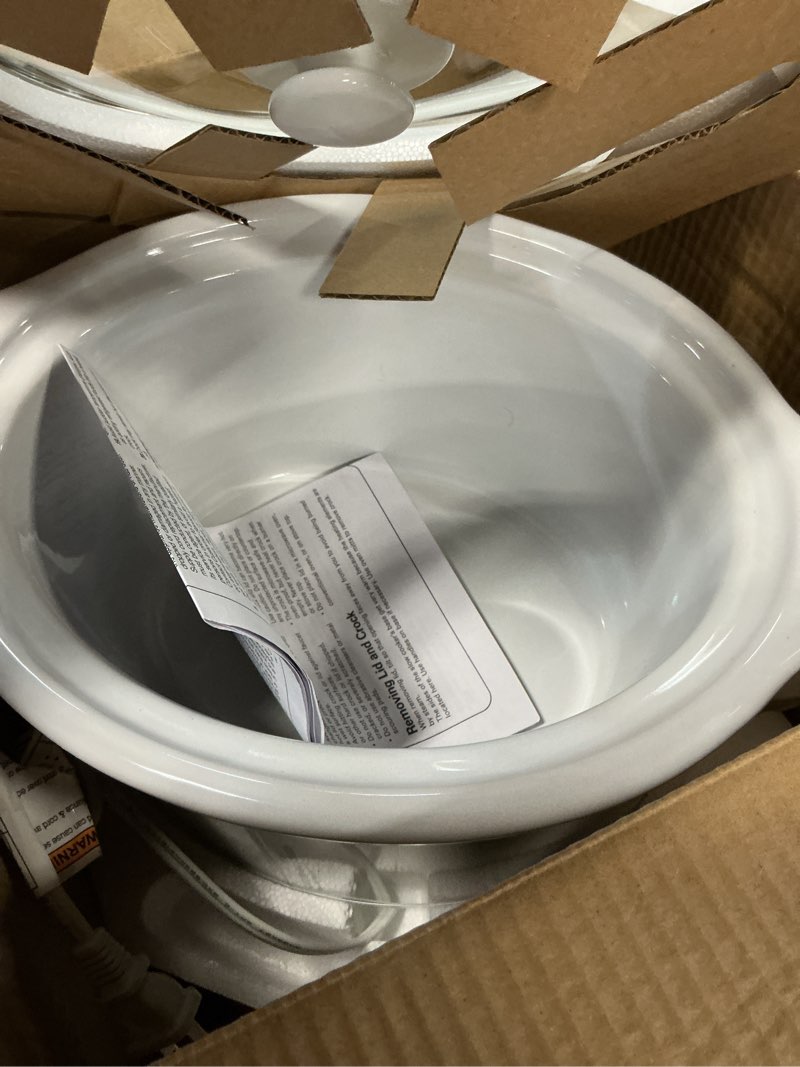 Condition photo showing Good Condition for Hamilton Beach Slow Cooker  4 Quart Capacity  Serves 4+ People  Removable Crock  White and Silver  33140