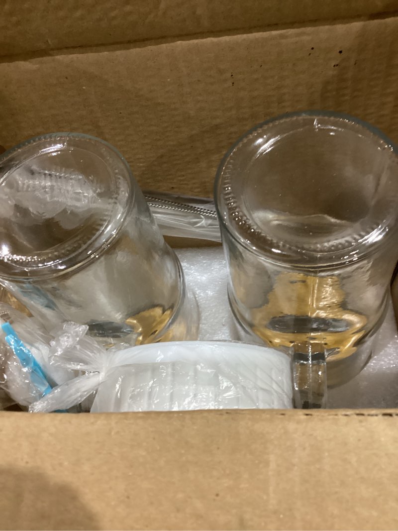 Condition photo showing As Is for Birity 24oz Glass Cups with Lids and Straws,Glass Tumbler with Handle,2 set–Reusable Glass Ice Coffe