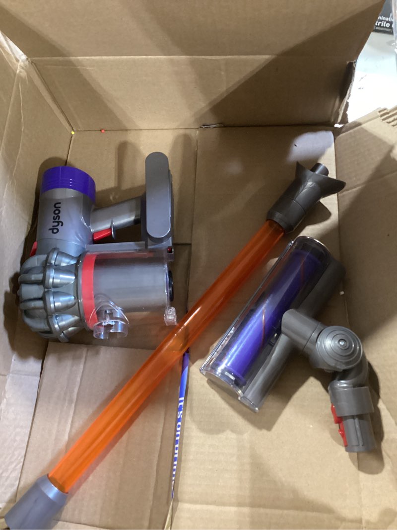 Condition photo showing As Is for casdon dyson cordless vacuum interactive & officially licensed toy dyson vacuum for children aged 3+ realistic role-play fun, purple and orange