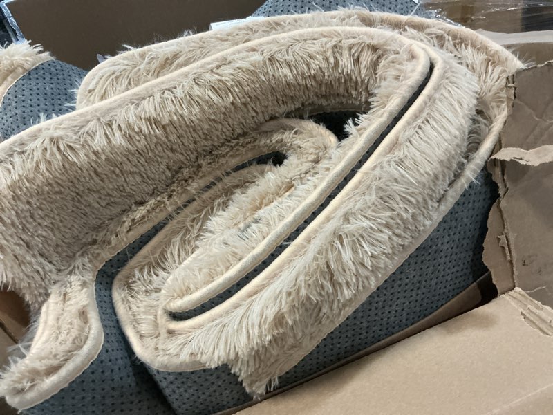Condition photo showing As Is for fluffy area rugs for bedroom - soft plush shag rug for living room nursery kids room - non slip fuzzy shaggy floor carpets for girls boys play room dorm decor (beige, 8' x 10') beige 8' x 10' (rectangular)