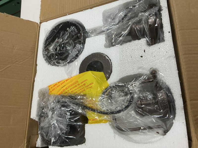 Condition photo showing As Is for zeyu 2 Pack Farmhouse Pendant Light Fixtures, 11-inch Ceiling Hanging Light Fixtures for Kitchen Dining Room, Oil Rubbed Bronze Finish, 016-1-2PK ORB Oil-Rubbed Bronze Medium, 2 Pack