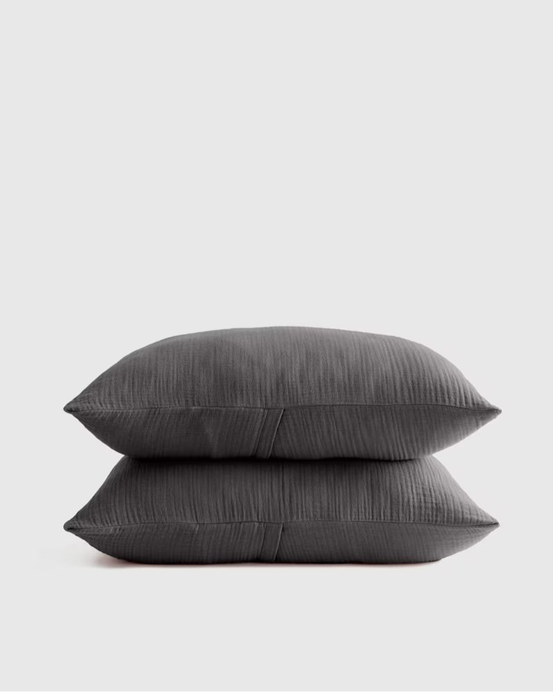 organic cotton gauze sham set color: charcoal size king 