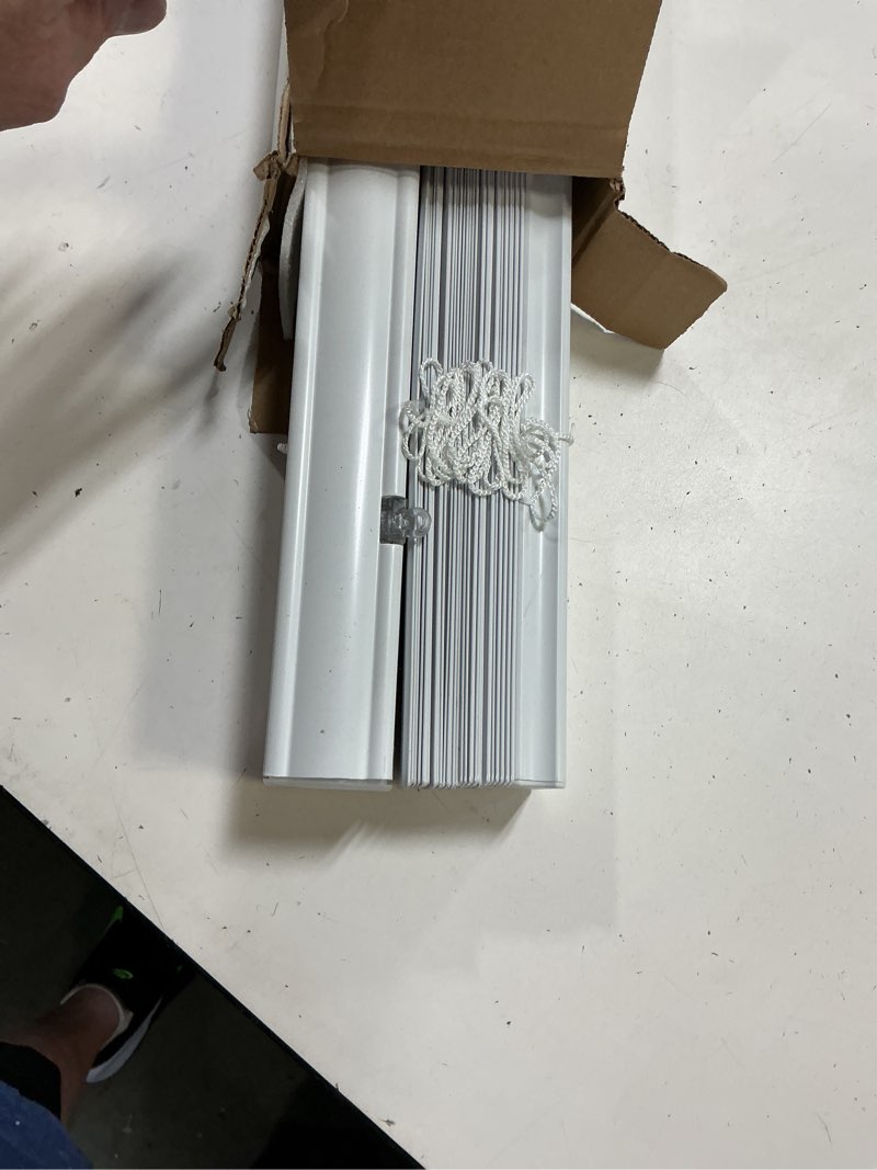 Condition photo showing Good Condition for project source premium 2-in slat width 35-in x 64-in cordless white vinyl room darkening horizontal blinds