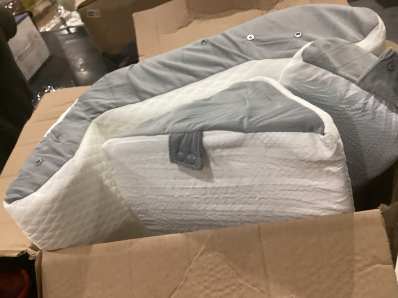 Condition photo showing As Is for ruqmuis 3pcs wedge pillow set for after surgery, adjustable back pillow for bed sitting up, acid reflux, bed wedge pillow headboard for sleeping & snoring, orthopedic pillow for post surgery, white white/grey 3pcs