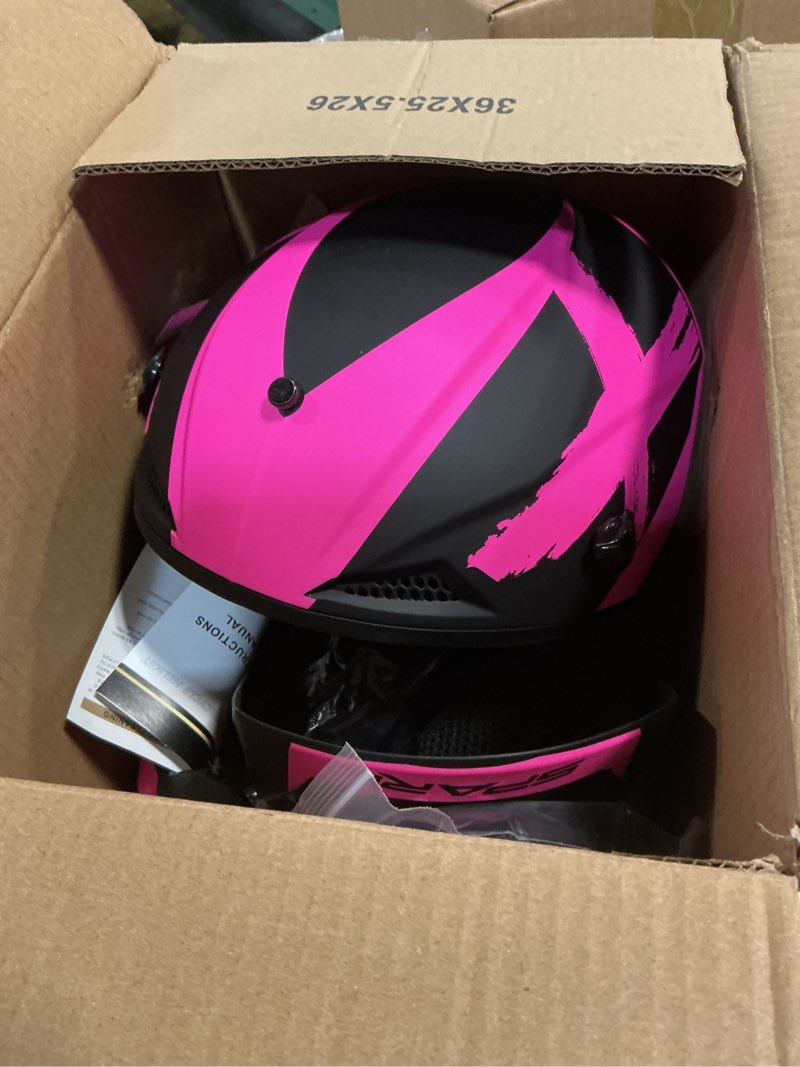 Condition photo showing Good Condition for Motocross Helmet,Youth & Adult ATV Dirt Bike Motorcycle Helmet,BMX 4-Wheeler Off-Road Mountain Bike Helmet,DOT Certified,W/Gloves Goggles Mask 4-Piece Set (01 Pink, Large) 01 PINK Large