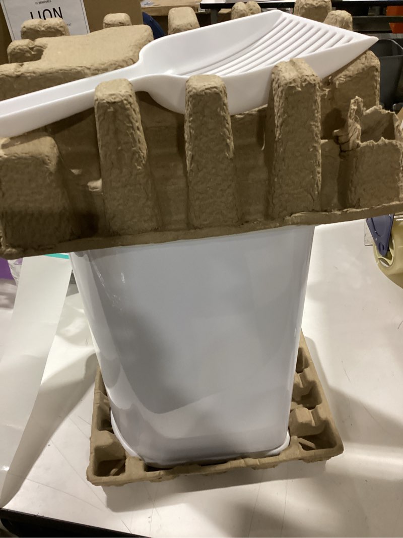 Condition photo showing As Is for Ubbi Pet Waste Pail, Cat Litter Disposal System, Odor Locking, Stainless Steel, White Waste Pail, White