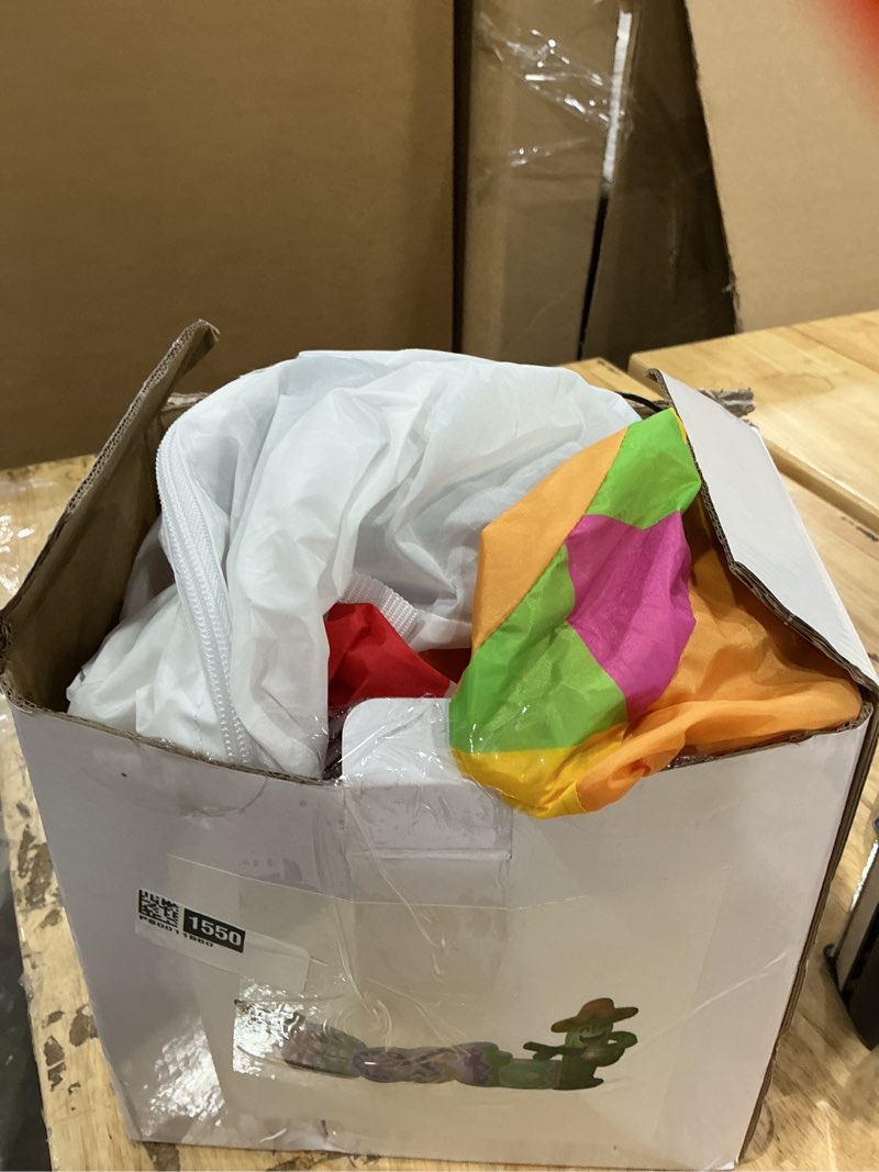 Condition photo showing As Is for domkom 7ft long cinco de mayo inflatable fiesta cactus with colorful letters, mexican party decor wi