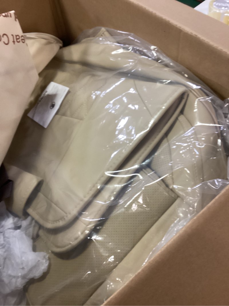 Condition photo showing Good Condition for FREESOO Beige Car Seat Cover Full Set - Faux Nappa Leather Seat Covers for Cars, Ultra Breathable Waterproof Front Seats Cushion Protectors with Lumbar Support, Universal Fit for Sedans SUVs Pickups
