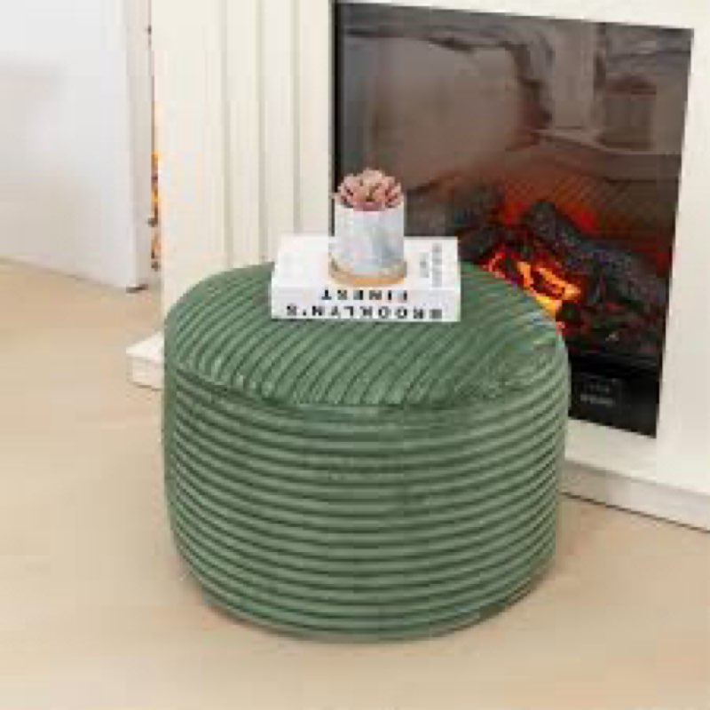 MeMoreCool Stuffed Round Pouf Ottoman Foot Rest, Floor Pouf Foot Stool with Soft Foam Chunk Filling,
