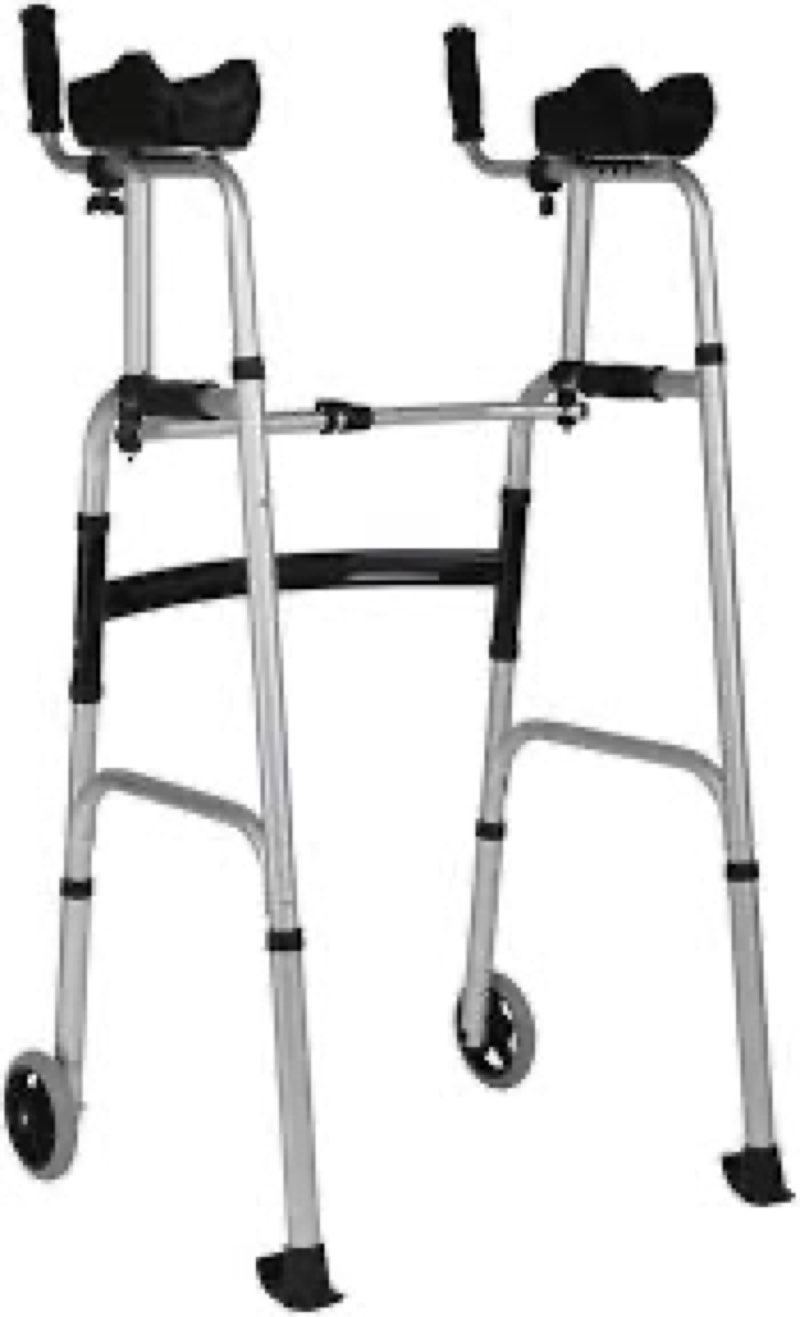 height-adjustable folding walker with forearm supports