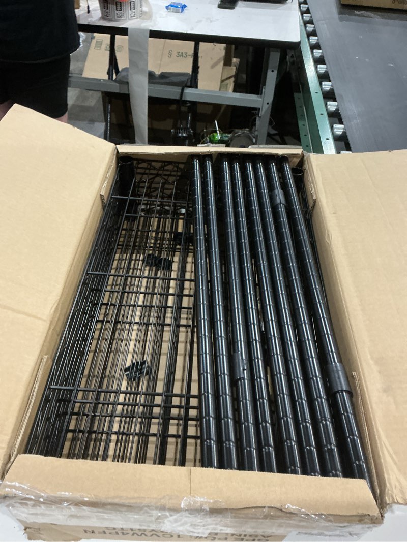 Condition photo showing Good Condition for amazon basics 4-shelf steel wire rack, 13.4 d x 23.2 w x 48 h in, black | sturdy, adjustable, easy assembly, storage 4-shelf black 13.4" d x 23.2" w x 48" h