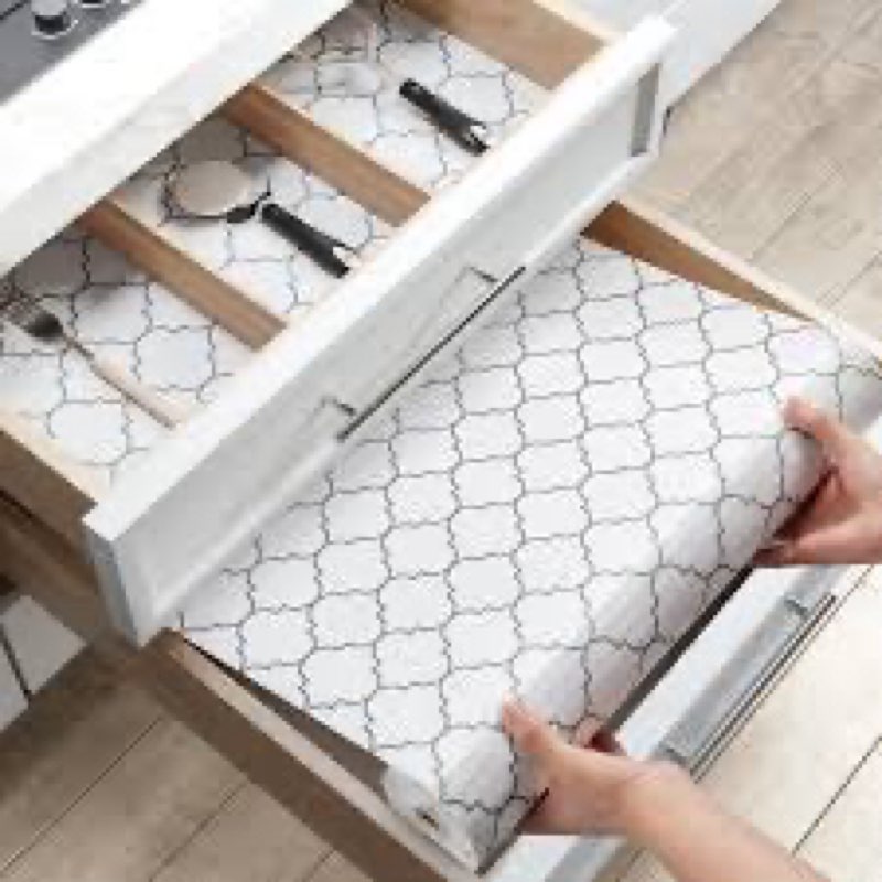 Drawer and Shelf Liner for Kitchen Cabinets - Waterproof Shelf Paper, Reusable Non-Slip Non-Adhesive