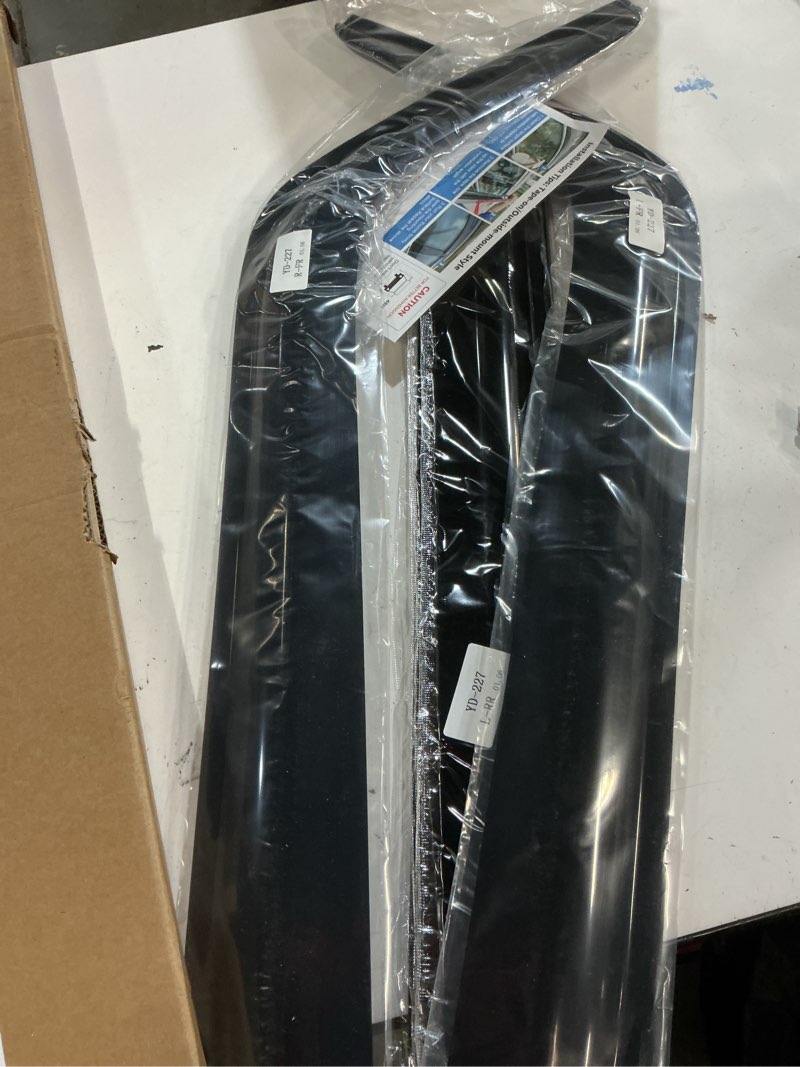 Condition photo showing New/Like New for window visors for 2007-2018 jeep wrangler jk unlimited 4-door, rain guards shields vent deflector shade dark smoke 08 09 10 11 12 13 14 15 16 17, tape-on, 4pcs for 2007-2018 | jeep wrangler | out-channel