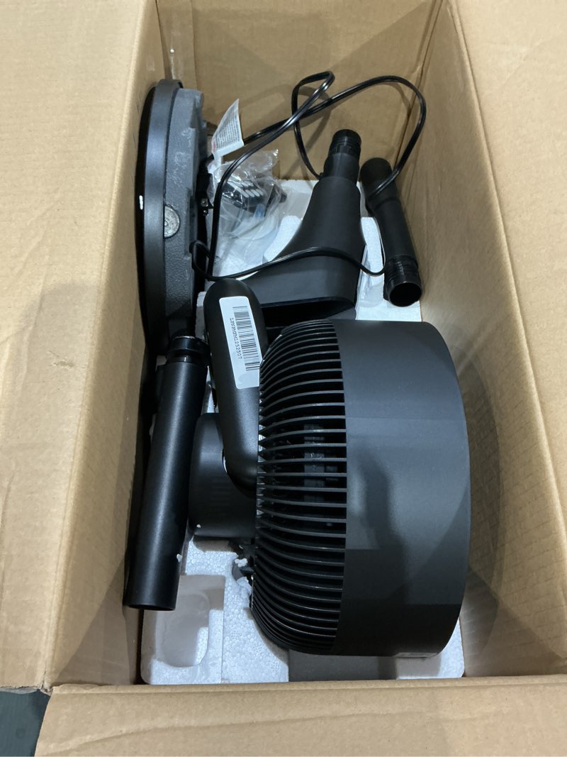 Condition photo showing As Is for dreo fan for bedroom, 90ft airflow, 20db quiet fan, 90° oscillating standing fan, dc motor, 8+h speeds, 3 modes, 38-42'' adjustable height, 8h timer, air circulator for room, 105° manual vertical black