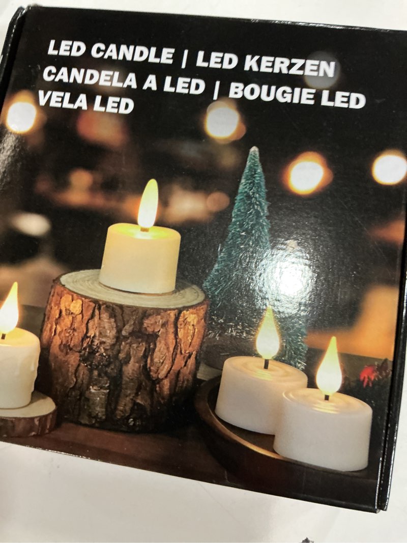 Condition photo showing New/Like New for Halloween Black Tea Light Candles, 12 Packs Rechargeable LED Tea Lights, Small Pumpkins Lights Flameless Fake Candles, Electric Candle Halloween décor (Build in Timer) 12 Packs Black Tea lights