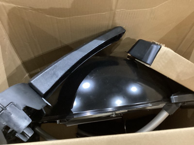 Condition photo showing As Is for george foreman indoor/outdoor electric patio grill, apartment approved, 15-serving, removable stand, black electric grill black