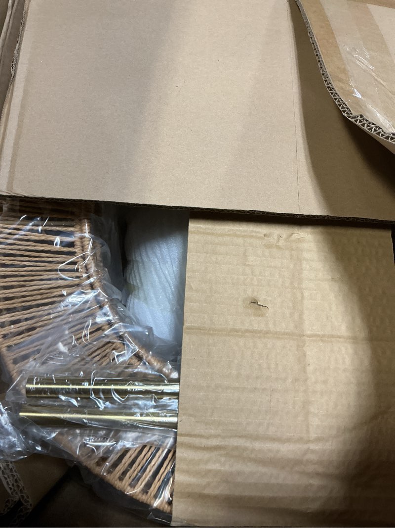 Condition photo showing New/Like New for Large Boho Chandeliers for Dining Room, 4-Light Rattan Hand-Woven Rustic Chandelier Light Fixtures, 17.7" Farmhouse Hanging Pendant Lighting for Kitchen Island, Bedroom, Living Room 17.7in