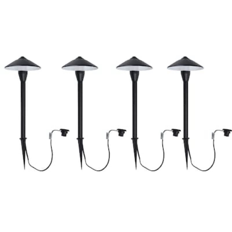  harbor breeze 4 -pack harbor breeze 70 -lumens matte black low voltage plug-in led outdoor path light kit 3000-k item #6029427 | model #6605201012