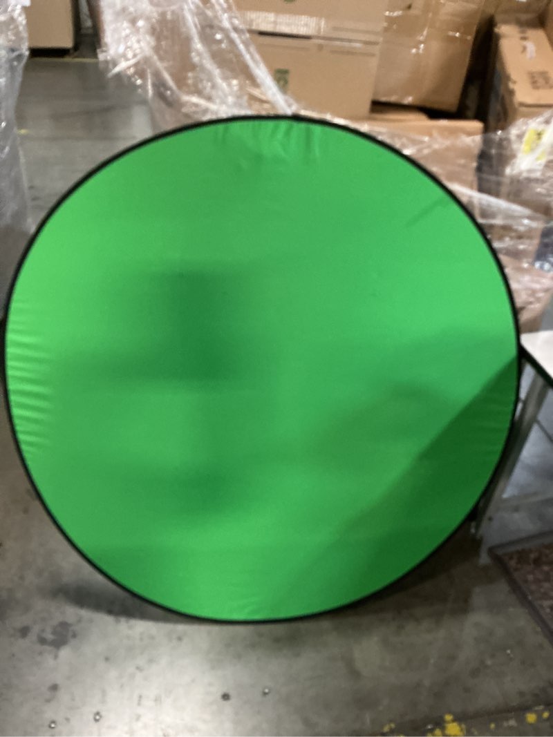 Condition photo showing Good Condition for portable green screen chair, 57 in greenscreen backdrop with stand double sided foldable green background, chroma key, for photography streaming gaming photo zoom video chats and meeting
