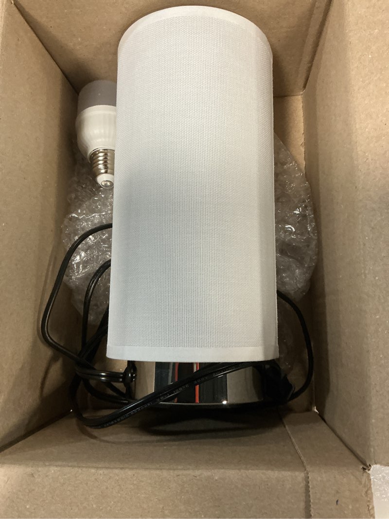 Condition photo showing Good Condition for fenmzee white touch bedroom table lamp - 3 way dimmable bedside lamp usb c a charging ports and ac outlet, small lamp nightstand with silver base for living room, office desk, led bulb included white - silver 14" touch control