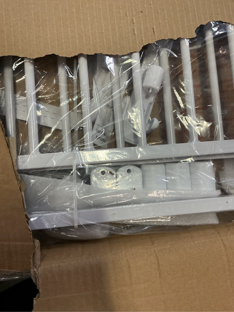 Condition photo showing New/Like New for mom's choice-grownsy baby gate for stairs, 29.5"-48.4" pressure mounted baby gate for top of stair&doorway with v-shaped rods, anti-trip pedal, extra wide stairs dog gate easy install w/red reminder white 29"-48"*30"