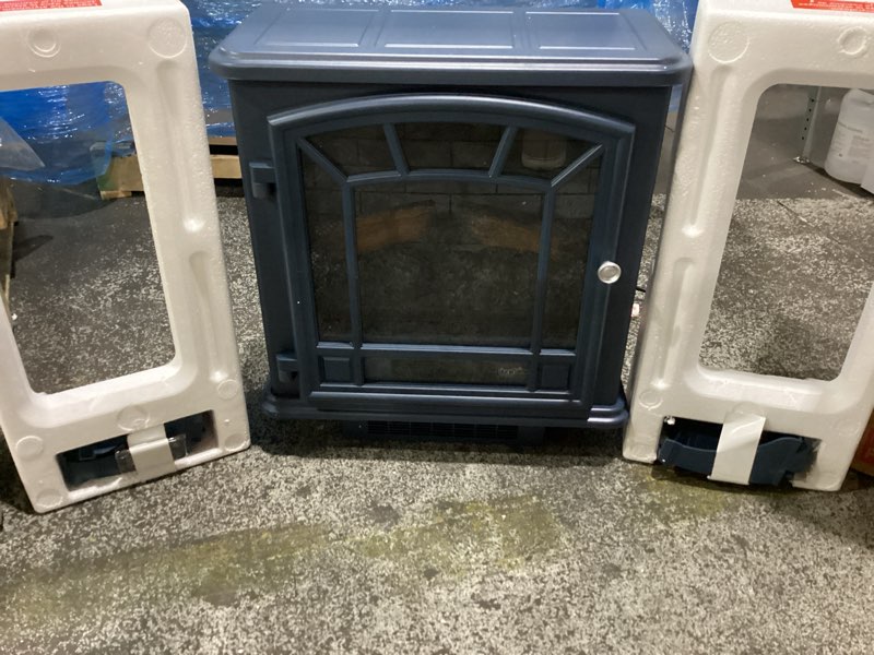 duraflame electric fireplace stove 1500 watt infrared heater with flickering flame effects - navy  dfi-591-07