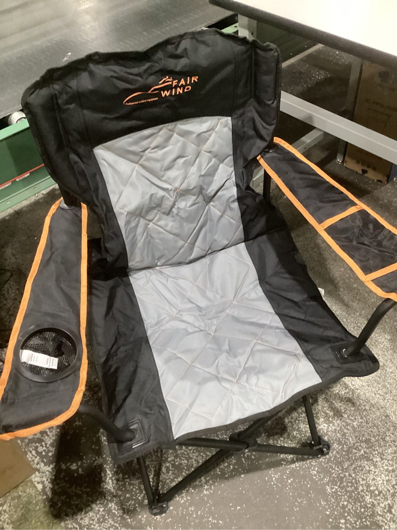 Condition photo showing Good Condition for fair wind camping chair 2 pack 400 lbs capacity fully padded portable chair with side pocket & cup holder, heavy duty lawn chair for outside, tailgating,beach, sports black twin pack
