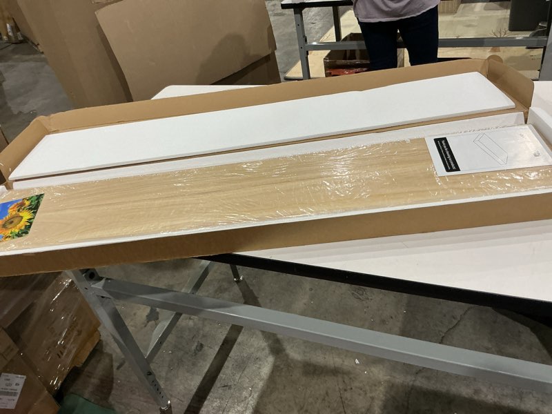Condition photo showing Good Condition for 48" solid wood floating shelves, 9.3 inch deep floating shelves for wall, rustic wooden shelves for wall decor, large fireplace mantel for storage, deep floating shelf set of 1, burlywood burlywood 48"w x 9.3"d