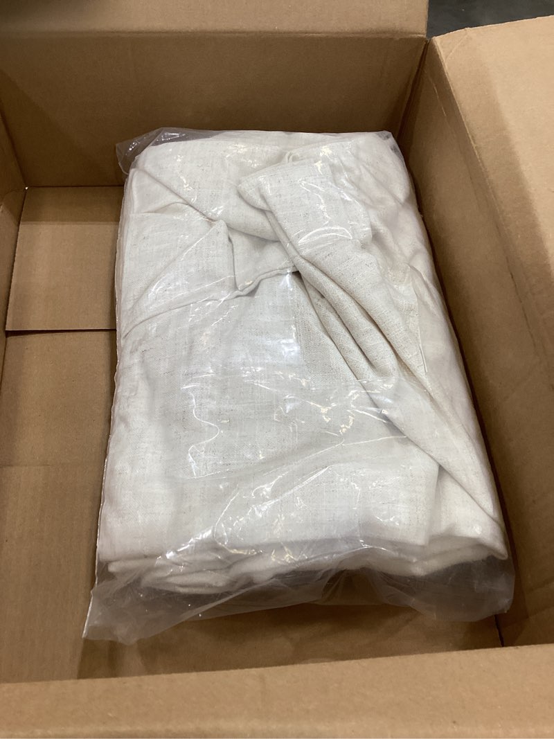 Condition photo showing Good Condition for joydeco linen curtains 96 inch length 2 panel set, light filtering curtain for living room bedroom, 52 inch wide drapes with rod pocket back tab (96" lx52 w, ivory on linen) ivory on linen 52"w x 96"l (pack of 2)
