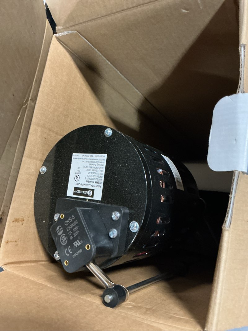 Condition photo showing As Is for utilitech 1/3-hp 115 -volt 58-gallon thermoplastic pedestal sump pump