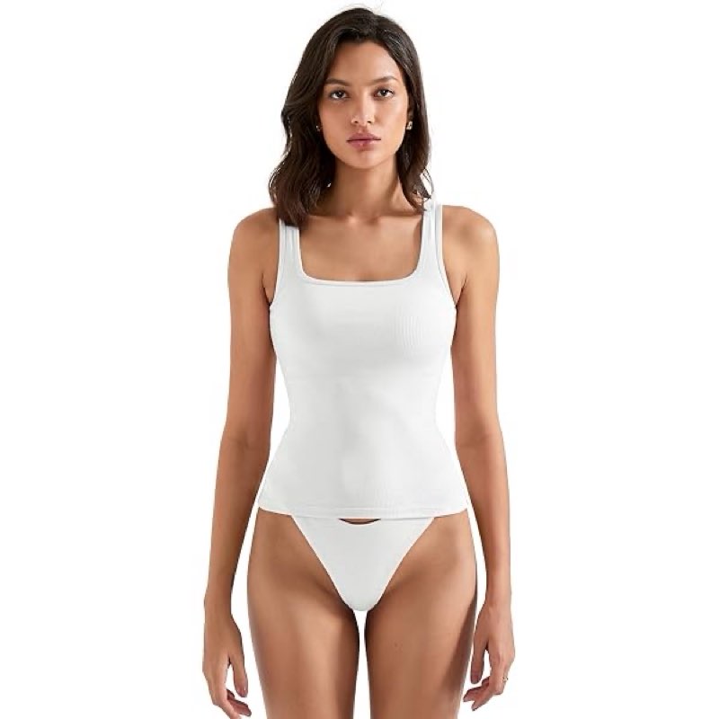 florence by mills Womens Ribbed Racerback Tank White Medium