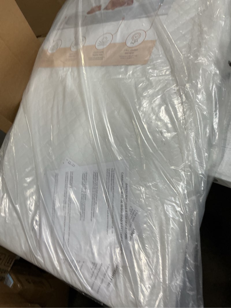 Condition photo showing Good Condition for dream on me sunset 2-in-1 mini crib mattress, dual-sided infant & toddler, waterproof cover, greenguard gold certified, 38” x 24” x 3”, fits mini & select portable cribs, not for playards