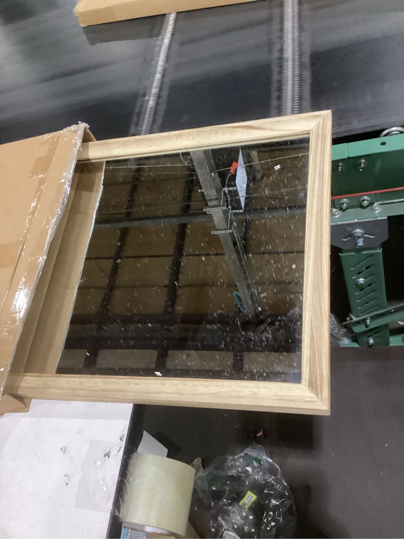 Condition photo showing Good Condition for aazzkang rustic mirrors for wall rectangle wooden frame hanging mirror for bedroom bathroom living room entryway large 26"x18" 26"l x 18"w natural
