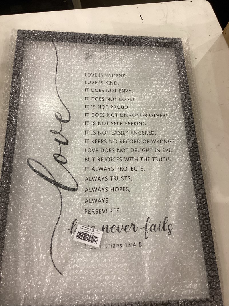 SRSZHIYUE Love Is Patient Love Is Kind 1 Corinthians 13 Christian Family Wall Art Decor 24''×16'' Sc