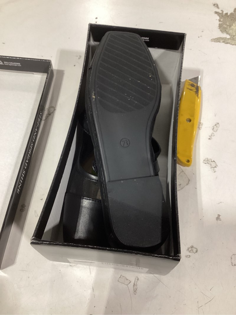 Condition photo showing Good Condition for wonderway women mary jane shoes,slip on ankle strap dress flat shoes mesh black 7.5