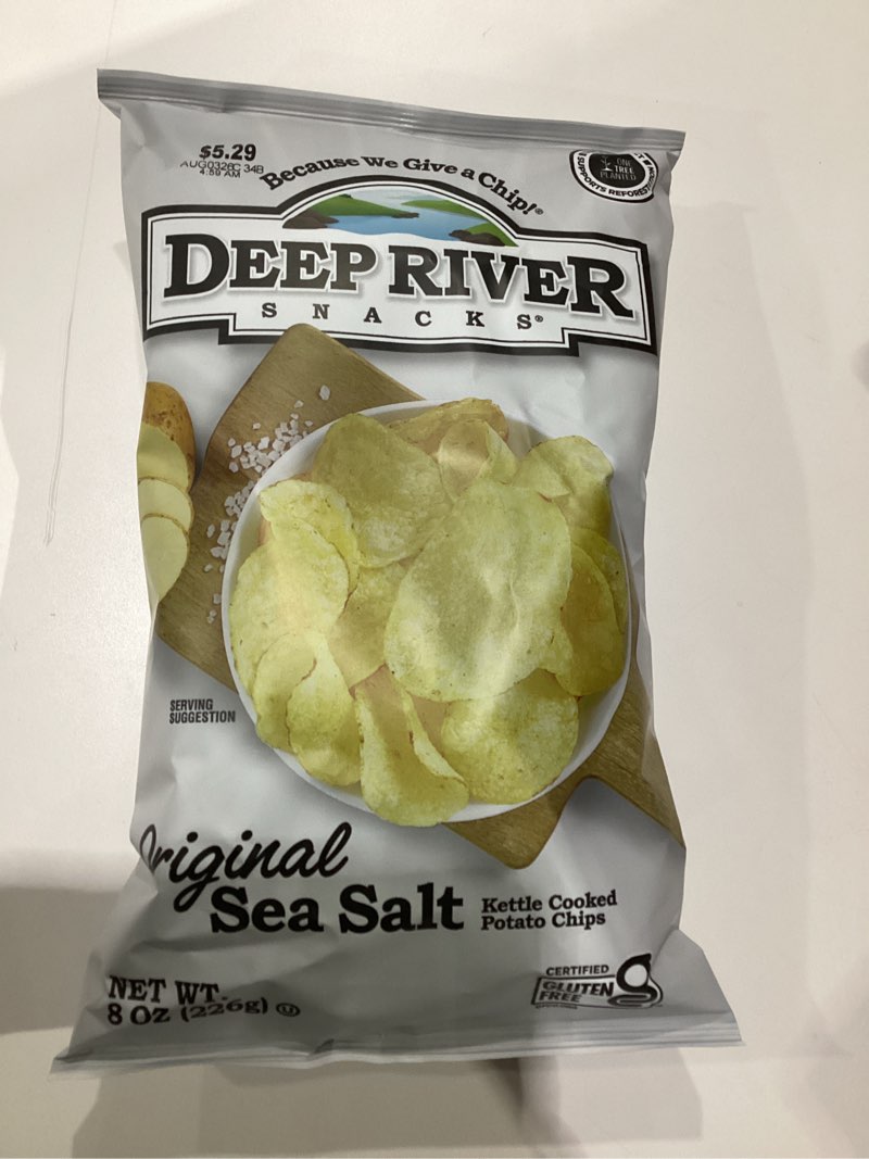 deep river snacks original sea salt kettle cooked potato chips, non gmo, 8 ounce (pack of 12) 0.67 ounce (pack of 12), , best buy 8/3/26